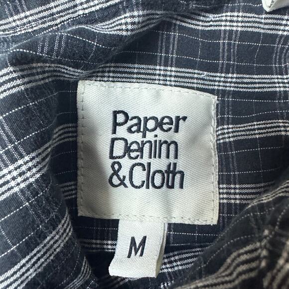 Paper Denim & Cloth Striped Long Sleeve Button Up Shirt Size Medium Black White - Picture 3 of 8